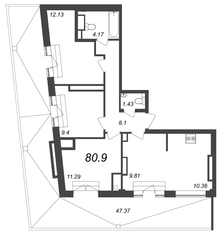 4 ккв 81,8 м²