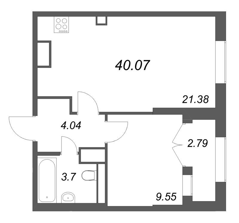 2 ккв (Евро) 40,1 м²