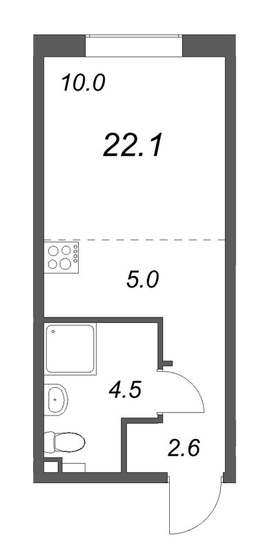 Студия 22,1 м²