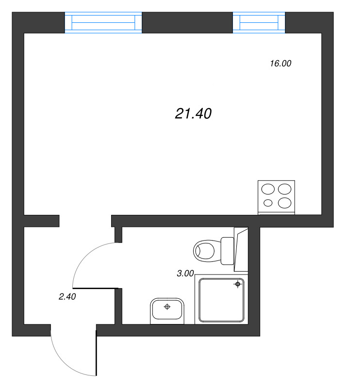 Студия 21,4 м²
