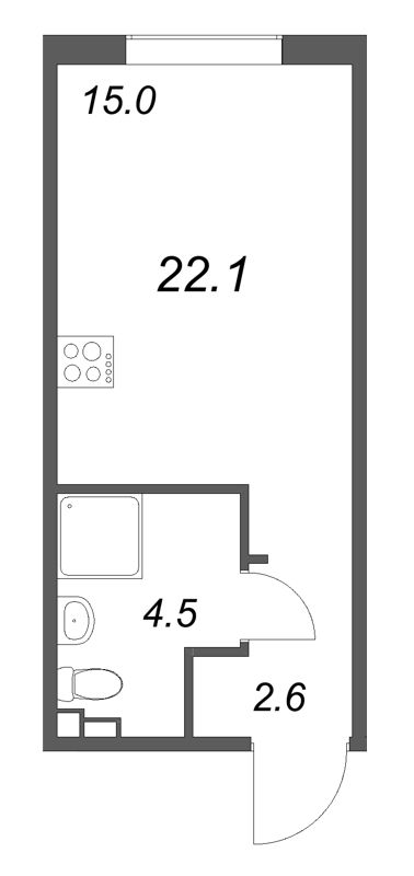 Студия 22,1 м²