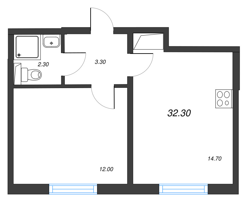 1 ккв 32,3 м²