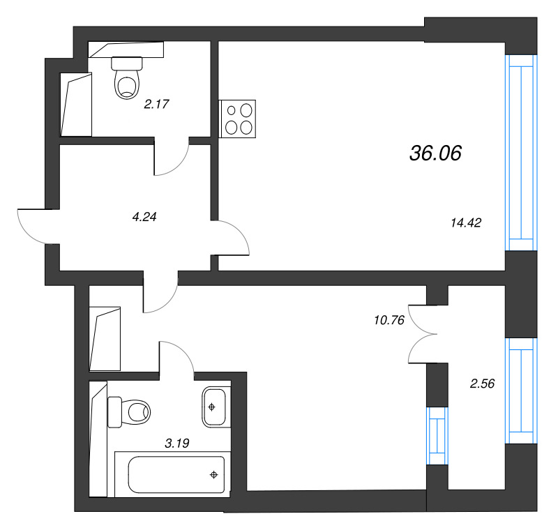 1 ккв 36,1 м²
