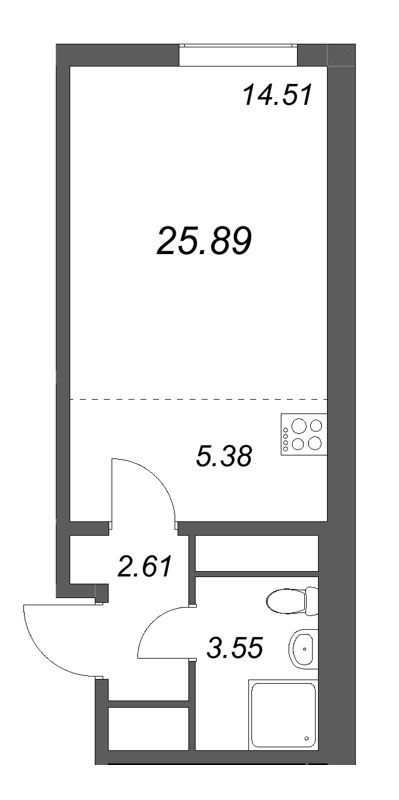 Студия 25,9 м²