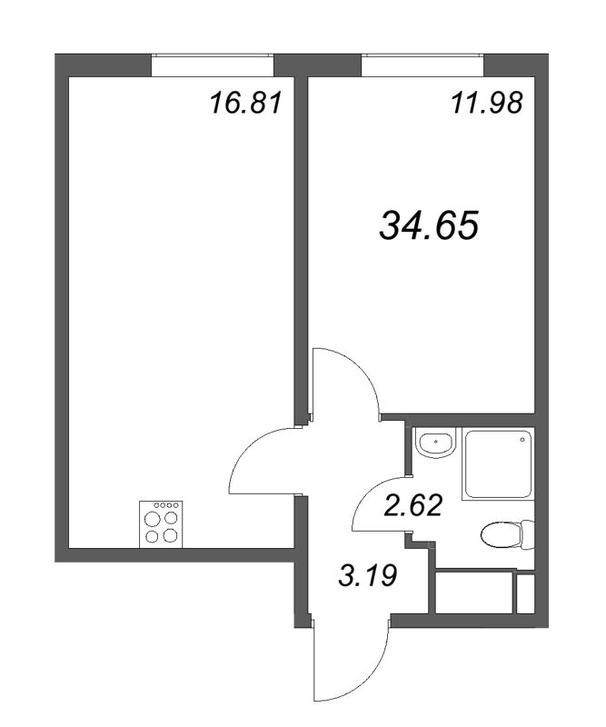 2 ккв (Евро) 34,7 м²
