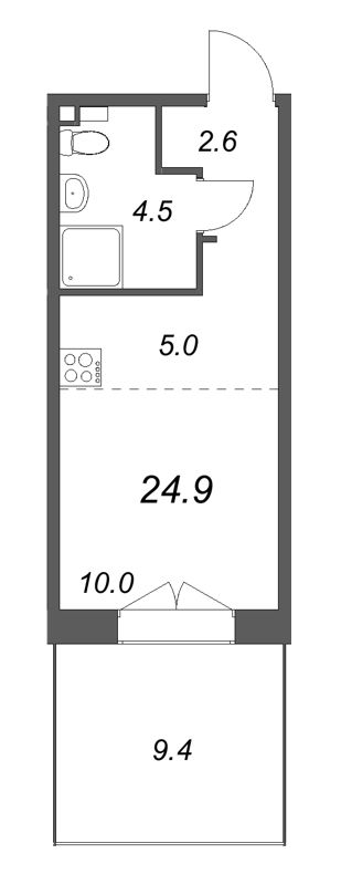 Студия 24,9 м²