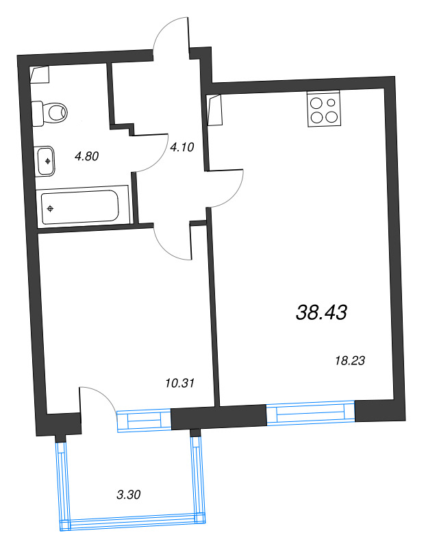 2 ккв (Евро) 38,4 м²