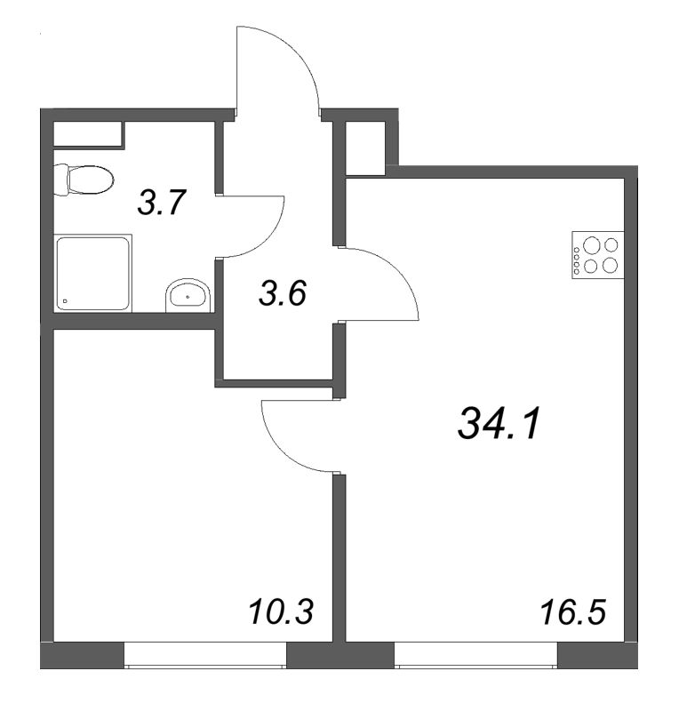 2 ккв (Евро) 34,1 м²