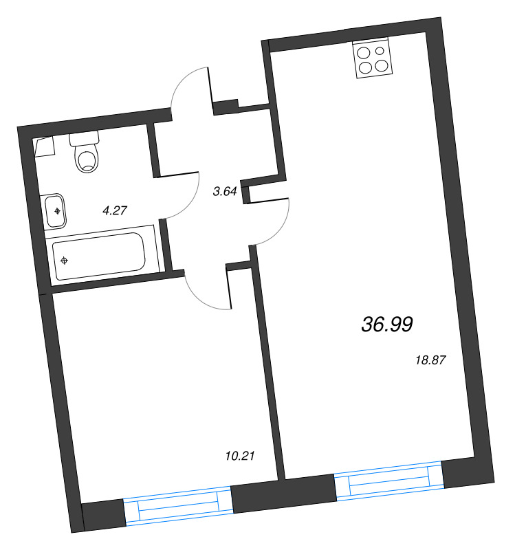 2 ккв (Евро) 37 м²