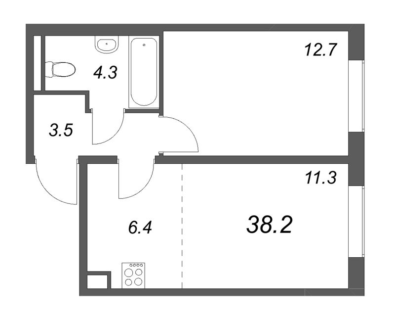 2 ккв (Евро) 38,2 м²