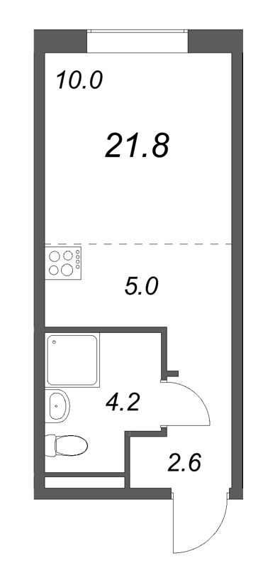 Студия 21,8 м²