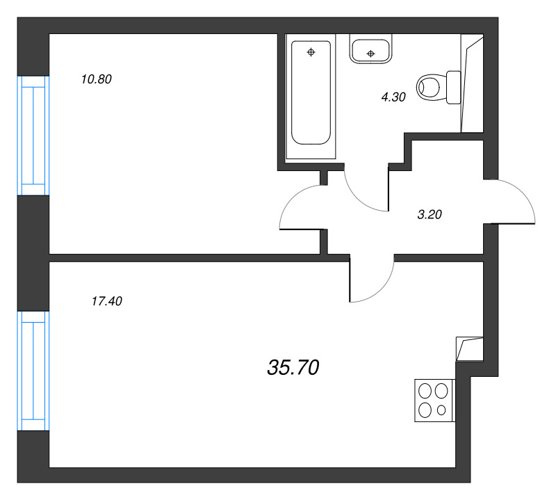 2 ккв (Евро) 35,7 м²