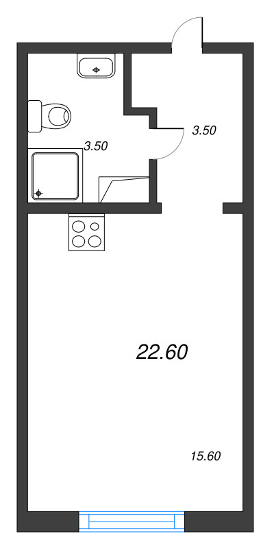 Студия 22,6 м²