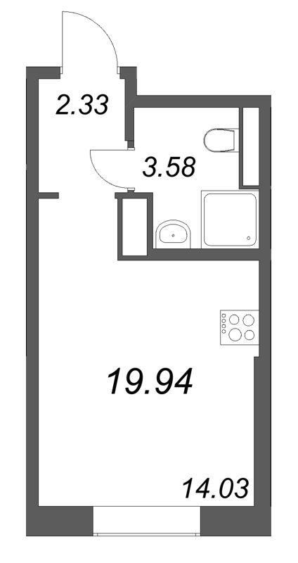 Студия 19,9 м²