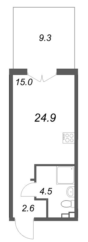 Студия 24,9 м²