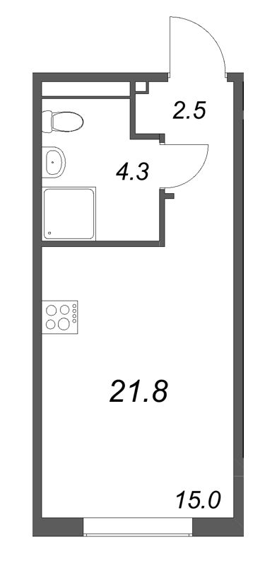 Студия 21,8 м²