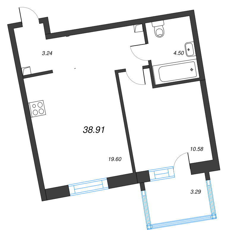 2 ккв (Евро) 38,9 м²