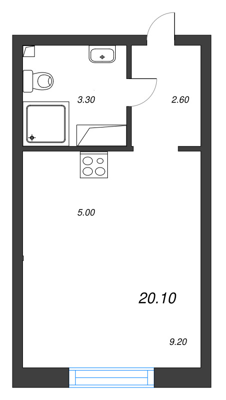 Студия 20,1 м²
