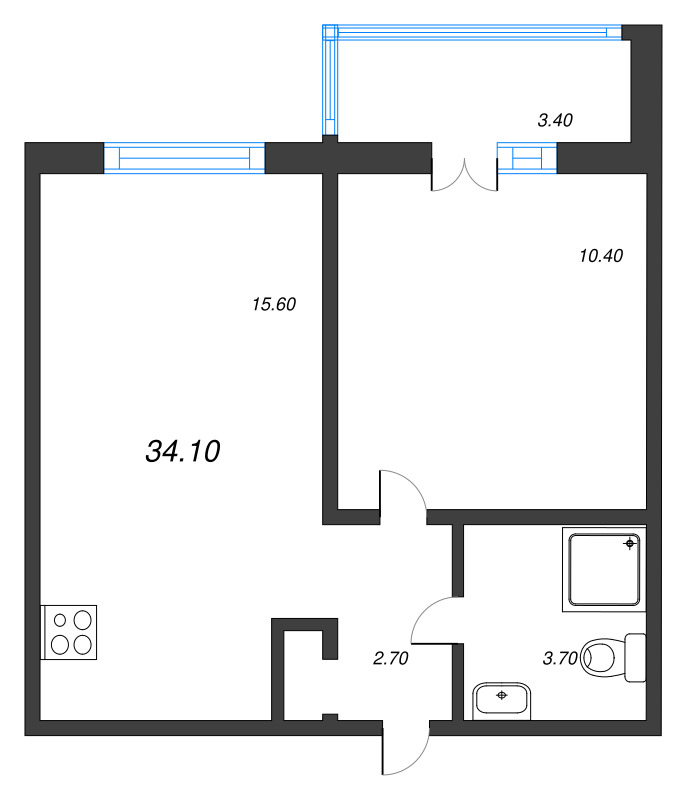 2 ккв (Евро) 34,1 м²