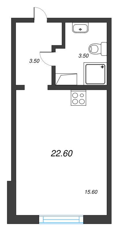 Студия 22,6 м²