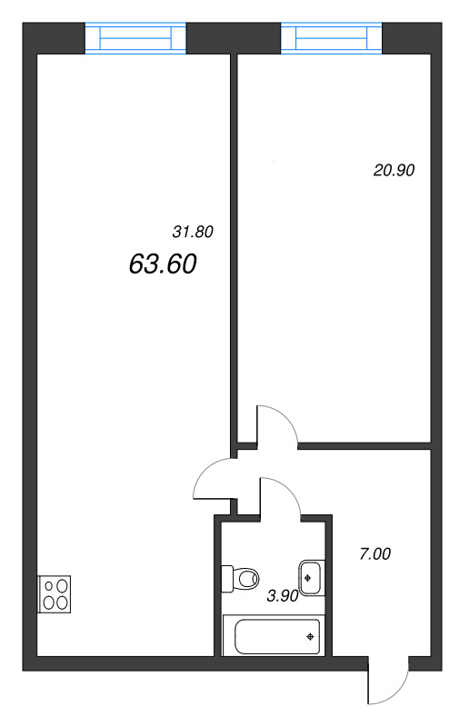 2 ккв (Евро) 63,7 м²