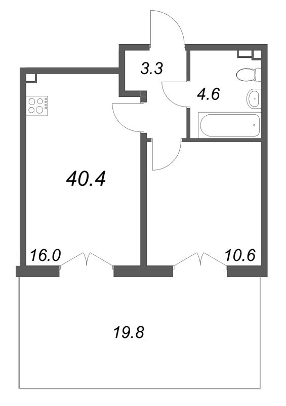 2 ккв (Евро) 40,4 м²
