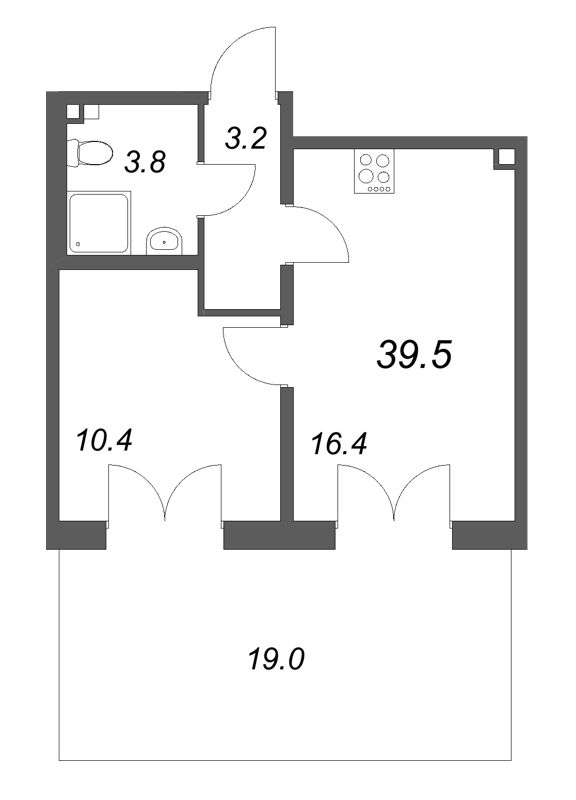 2 ккв (Евро) 39,5 м²