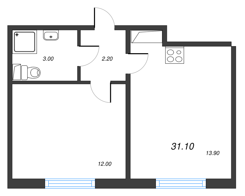 1 ккв 32,2 м²