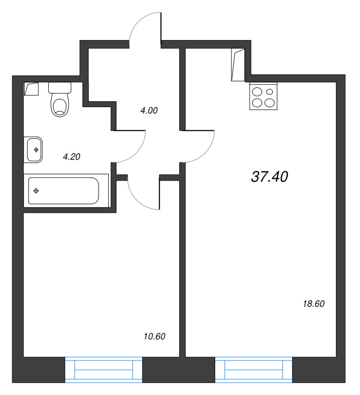 2 ккв (Евро) 37,4 м²