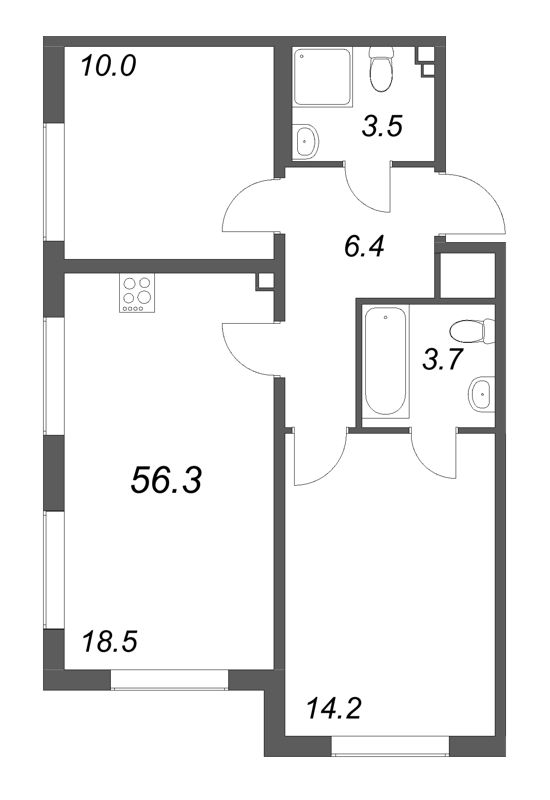 3 ккв (Евро) 56,3 м²