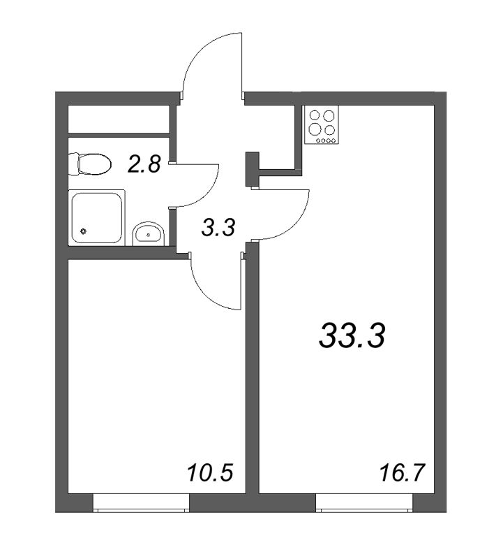 2 ккв (Евро) 33,5 м²