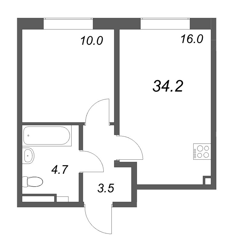 2 ккв (Евро) 34,2 м²