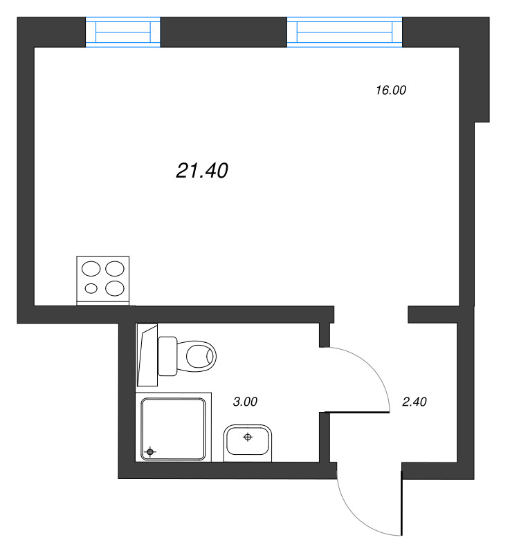 Студия 21,4 м²