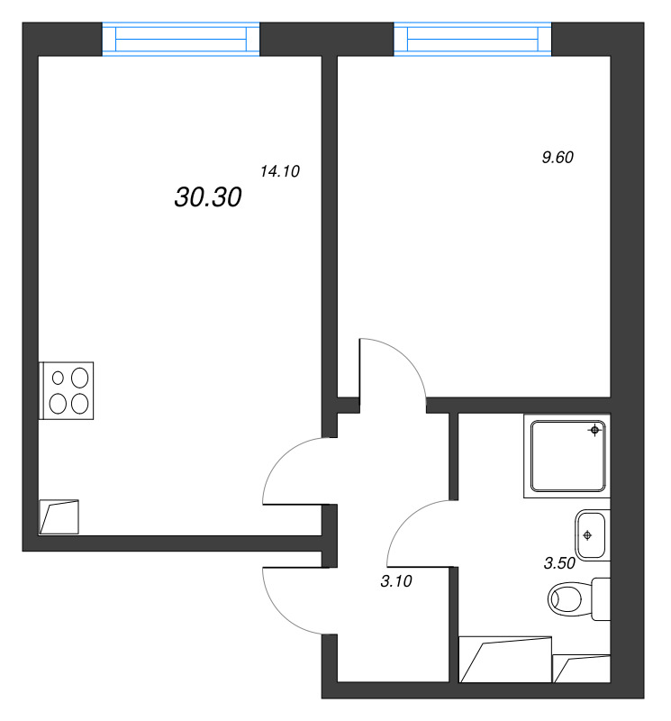 1 ккв 30,3 м²