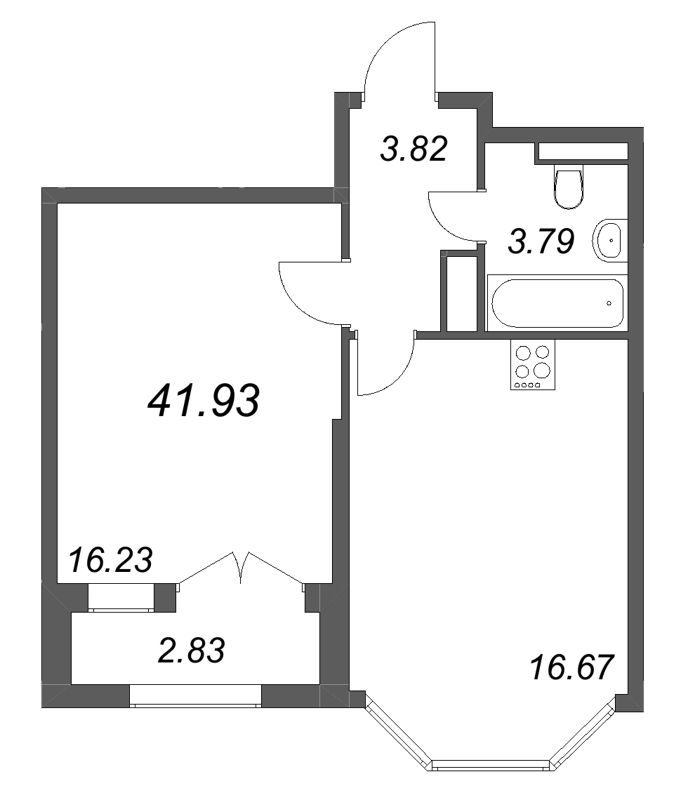 2 ккв (Евро) 41,9 м²