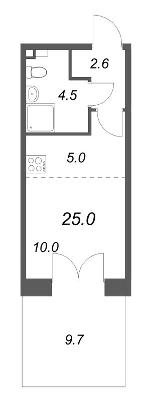 Студия 25 м²