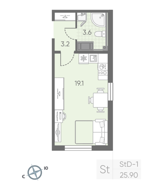 Студия 25,9 м²