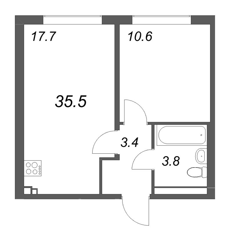 2 ккв (Евро) 35,5 м²