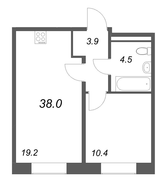 2 ккв (Евро) 38 м²