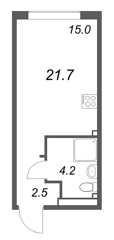 Студия 21,7 м²