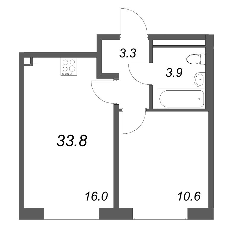 2 ккв (Евро) 33,8 м²