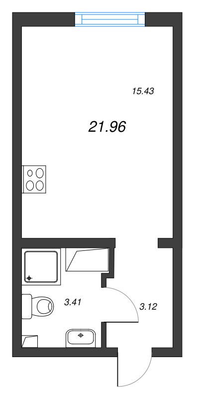 Студия 22 м²
