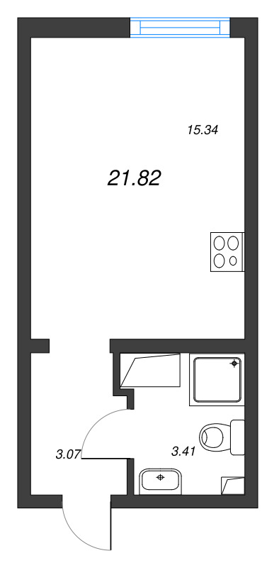 Студия 21,8 м²