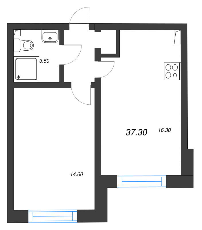 2 ккв (Евро) 37,3 м²