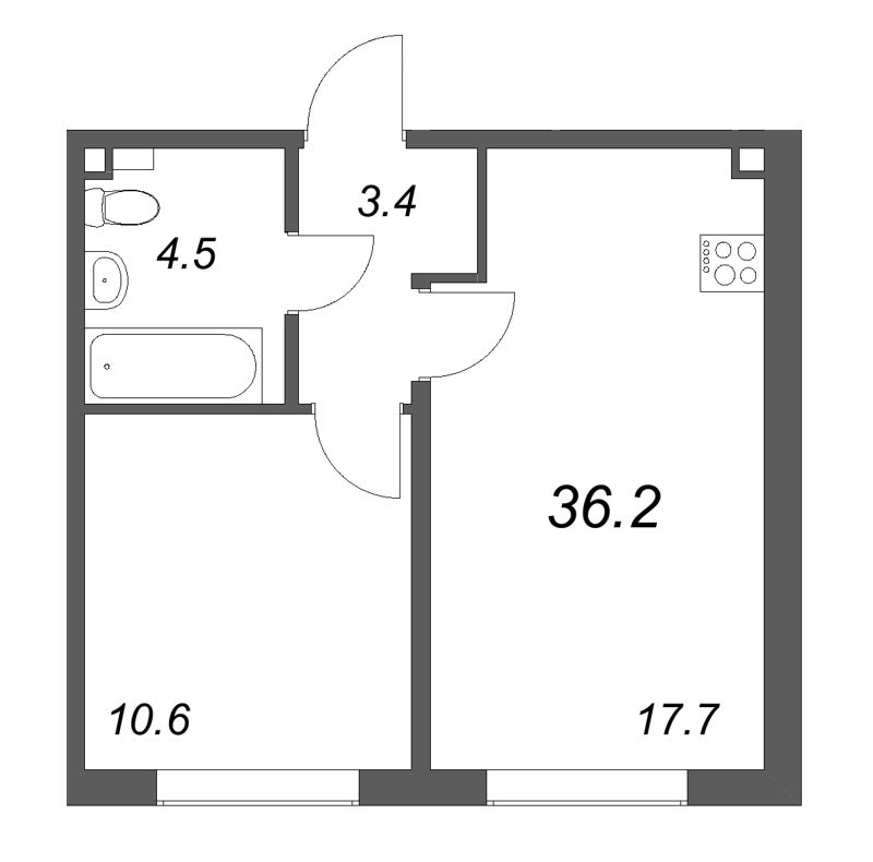 2 ккв (Евро) 36,2 м²