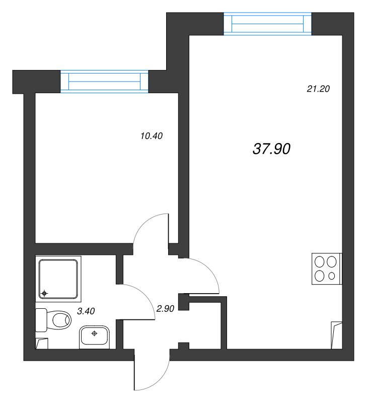 2 ккв (Евро) 37,9 м²