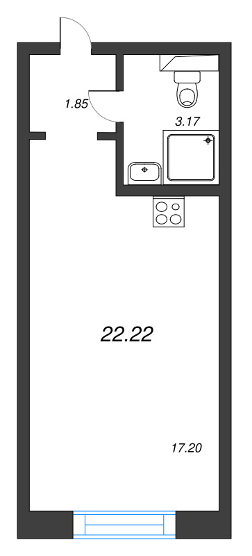 Студия 22,2 м²
