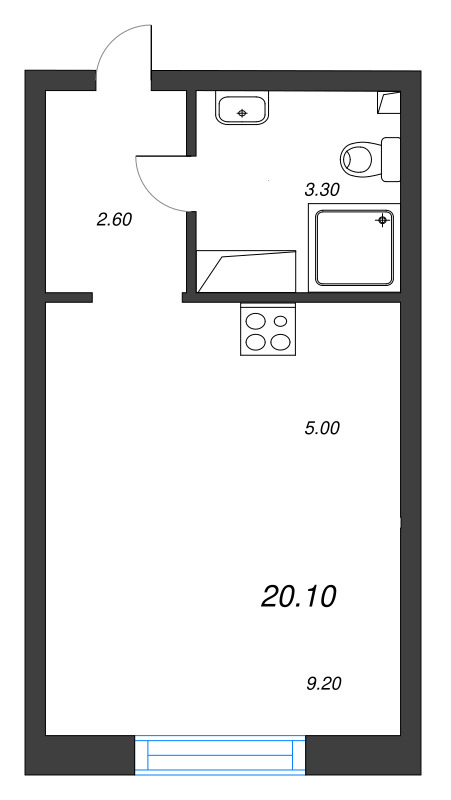 Студия 20,1 м²