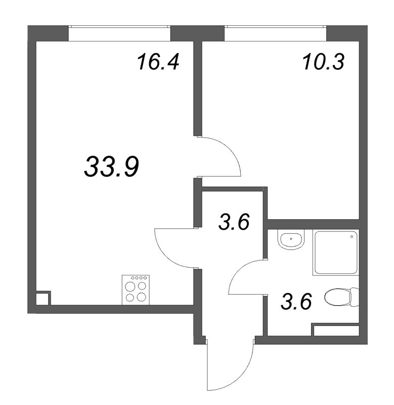 2 ккв (Евро) 33,9 м²