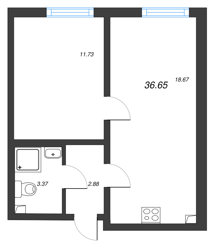 2 ккв (Евро) 36,7 м²